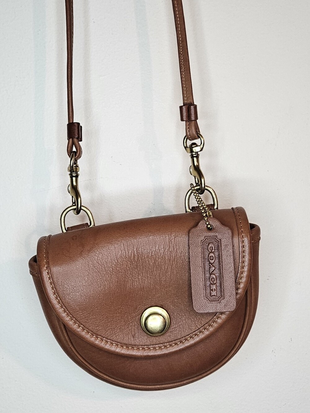 COACH 1990s Leather Mini Belt Bag Crossbody British Tan RARE - Picture 4 of 12